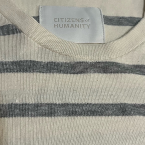 Citizens Of Humanity Beige and Gray Striped Tee - Picture 2 of 5
